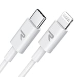 RAMPOW Cable iPhone USB C, Cable iPhone【MFi Certifié C94】, Cable USB C vers Lightning 1M, Cable iPhone Charge Rapide iPhone Chargeur PD 3.0 pour iPhone 14/13/12/11/Pro Max/XS/XR/X, iPad- Blanc