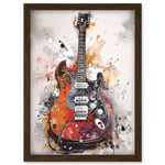 Electric Mandolin Guitar Instrument Modern Watercolour Illustration Artwork Framed Wall Art Print A4