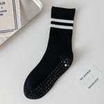 Yogastrumpor i bomull för kvinnor halkfria pilatesstrumpor på mitten av vaden halkfria strumpor långa strumpor atletiska strumpor Black Average size-yoga socks