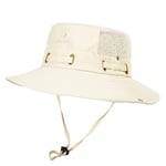 Utomhus fiskare hatt Bred brättad bucket hatt med cover Herr Andas sommar Mesh Solskydd Visir Anti UV Cap Unisex beige-B