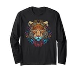 Tiger Face Head Colorful Floral Mandala Wildlife Animal Long Sleeve T-Shirt