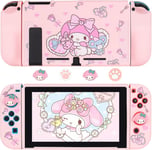 Housse De Protection Compatible Avec Switch, Housse Tpu Amovible Avec 4 Poignées De Pouce, Accessoires Design Anti-Rayure Et Absorption Des Chocs Pour Switch 2017- Lapin Rose