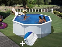 Kit piscine acier blanc Gré Fidji ronde 3,20 x 1,22 m + Tapis de sol