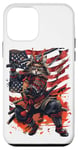 iPhone 12 mini Cat Samurai American Flag Samurai Cat Art Patriotic Cat Case