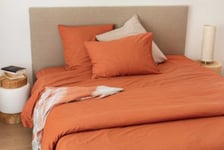 Drap housse en coton Lavé (90x190 cm - Terracotta)