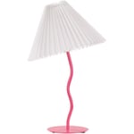 Lampe de Table en Métal Rose et Synthétique Pied Sinueux Abat-Jour Plissé 48 cm de Chevet Alwero