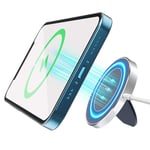 Moko Armor Magnetic Wireless Charger, Wireless Charger Stand 15W Fast Wireless Charging Pad Compatible with Magsafe iPhone 13 12 Pro/Pro Max/Mini AirPods 3/2/Pro Foldable Kickstand-Round