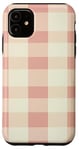 Coque pour iPhone 11 Motif damier rose et beige rétro