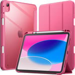 Coque Pour Ipad 10 (10,9 Pouces, Modèle 2022, 10ème Génération) Avec Portestylet, Étui Housse Arrière Transparent Fin Support Antichoc Tablette (Rose)