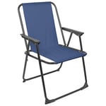 1x Matt Black/Navy Folding Metal Beach Chair Portable Outdoor Camping Fishing