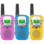 Barnens Walkie Talkies 3-pack, 3 Mil Lång Räckvidd Med Bakgrundsbelysta Ficklampor (rui)