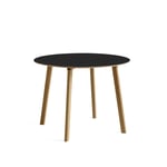 HAY - CPH Deux 220 2.0 Table Lacquered Oak Frame Ø98 X H73 Ink Black Top Lacquered Beech Edge - Matbord - Ronan & Erwan Bouroullec - Svart - Trä