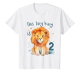 Youth This Tiny King is 2 Year Old Birthday Boy 2nd Birthday Lion T-Shirt