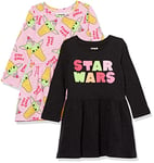 Amazon Essentials Disney | Marvel | Star Wars | Frozen | Princess Girls' Knitted Long-Sleeved Play Dresses (Previously Spotted Zebra), Pack of 2, Star Wars Chill, 10 Years