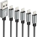 Cable Iphone Lot De 5,Cable Lightning 2M 2M 3M 1M 1M,Chargeur Iphone Long Certifié Mfi,Cable Iphone Usb Fil Iphone Tressé Nylon Compatible Avec Iphone 13/12/11/Pro Max/Xs/Xr/X/8/7/7Plus/6S/6/Se