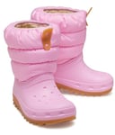 Crocs Classic Neo Puff Boot T Fashion, Pink Tweed/Gum, 9 UK Child