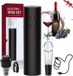 Tire Bouchon Electrique 5 En 1 Coffret Cadeau,Coupe-Capsule,Bouchon En Silicone Sous Vide,Verseur,Cable Usb,Pour Cadeau De Amateurs De Vins