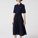 Lacoste Womenss Cotton Piqué Belted Polo Dress in Navy material_cotton - Size 4 UK