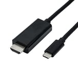 ROLINE Câble adaptateur USB 3.1 type C vers HDMI type A I Câble adaptateur pour la transmission de signaux vidéo en 4K Ultra HD I noir, 1m