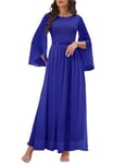 DRESSTELLS Robe de Demoiselle d'honneur Formelle Robe de Soirée pour Bal de Promo Mariage Mousseline Split Flare Manches Bleu Royal S