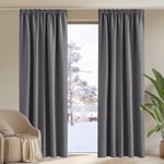 PONY DANCE Rideau Salon - Rideau Occultant Thermiques, Rideaux et Draperies Intérieurs Isolants Anti Froid Decoration Maison Salon Chambre Enfant Adulte, 167 x 228 cm, 2 Pcs, Gris