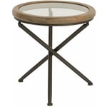 Table gigogne ronde shon verre, métal noir et bois marron ( small ) - marron