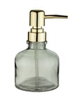 WENKO Distributeur de savon Atessa Mint, distributeur à pompe en verre avec tête de pompe dorée, rechargeable jusqu'à 200 ml de savon liquide, petit distributeur de savon pour lavabo, Ø 8 x 14 cm