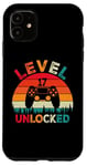 Coque pour iPhone 11 Level 17 Gamer vidéo débloqué pour 17e anniversaire garçon