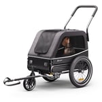 Bike Trailer for Dogs Pet Buggy Stroller Foldable 360° Front Wheel Builtin Leash