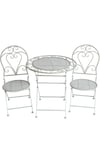 Metal Bistro 3 Piece Set Patio Garden Furniture Antique Grey