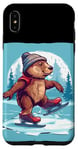 Coque pour iPhone XS Max Joli costume de castor d'hiver avec chaussures de patinage sur glace