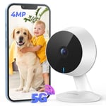 Codnida 2,5K 4MP Camera Surveillance WiFi Interieur,2,4GHz/5GHz Caméra de Surveillance IP pour Bébé/Animaux/Nounou,Camera Maison avec Enregistrement 24/7,Audio Bidirectionnel,Vision Nocturne