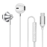 Écouteurs Semi Intra-Auriculaires USB-C avec Télécommande Modèle Jupiter, Argent