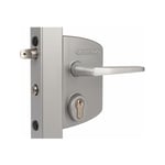 Locinox - Serrure à clé pour portail industriel, poteau carré 30 à 50mm, couleur gris.