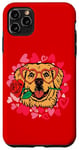 Coque pour iPhone 11 Pro Max Lunettes de Saint-Valentin pour femme Motif cœur rose doré