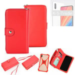 2in1 cover wallet + bumper for Motorola One Vision Phone protective Case red