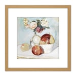 Painting Still Life Faber Du Faur Roses Fruits 8X8 Inch Square Wooden Framed Wall Art Print Picture with Mount