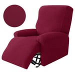 Stickade vilstolssofföverdrag Lazy Boy Elastisk soffa Protector Relax Cover Lounge Hem Husdjur Anti-Scratch 1/2/3/4 sits grid-Wine 1 Seater