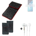 Cover for OnePlus 9 Pro dark gray red edges Sleeve + earphones