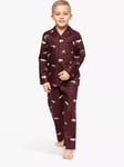 Cyberjammies Kids' Harley Polar Bear Print Pyjama Set, Burgundy