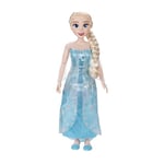 Disney Princesses - Grande Poupée Elsa La Reine des Neiges - 81 Cm - Robe Bleue avec Flocons Argentés - Licence Officielle - Chevelure Tressée - Poupée Articulée Enfant - Accessoires Inclus - 3 Ans +