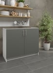 Kitchen Base Sink Unit 1000mm Storage Cabinet With Doors 100cm - Grey Matt