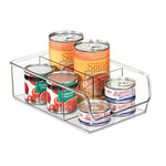 iDesign Storage Box with 3 Compartments, Large Plastic Kitchen Organiser for Fridge and Pantry, Fridge Storage Bin for Food, Drinks and Condiments, Clear