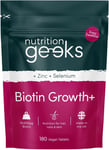 Nutrition Geeks Biotin Hair Growth Supplement - 180 Tablets Enhanced with Zinc 