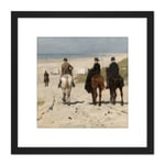 Anton Mauve Morning Ride Along Beach Horse Painting 8X8 Inch Square Wooden Framed Wall Art Print Picture with Mount