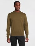 BOSS Kanovano Crew Knitted Jumper - Khaki, Khaki, Size L, Men