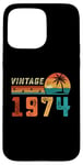 Coque pour iPhone 15 Pro Max Cadeau d'anniversaire 51 ans pour homme femme Palm rétro vintage 1974