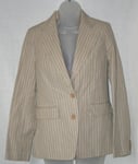 FRENCH CONNECTION UK10/EU38/US6 STONE STRIPED COTTON/LINEN LINED JACKET - NEW