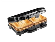 Bestron XL appareil croque monsieur, appareil à sandwich idéal pour les sandwichs américains (XL), pour deux sandwichs en forme de coquille, avec réglage automatique de la température, Couleur: Noir