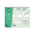 Janod - Step by Step Drawing - Learn to Draw - 20 Dinos Models - Children's Drawing Kit - Learning to Draw and Concentrate - from 6 Years - J09154, White Black